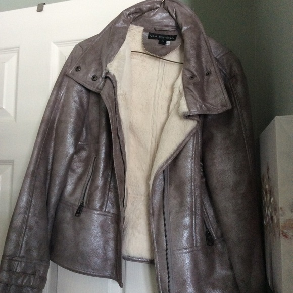 Fuzzy metallic moto jacket - Picture 2 of 5